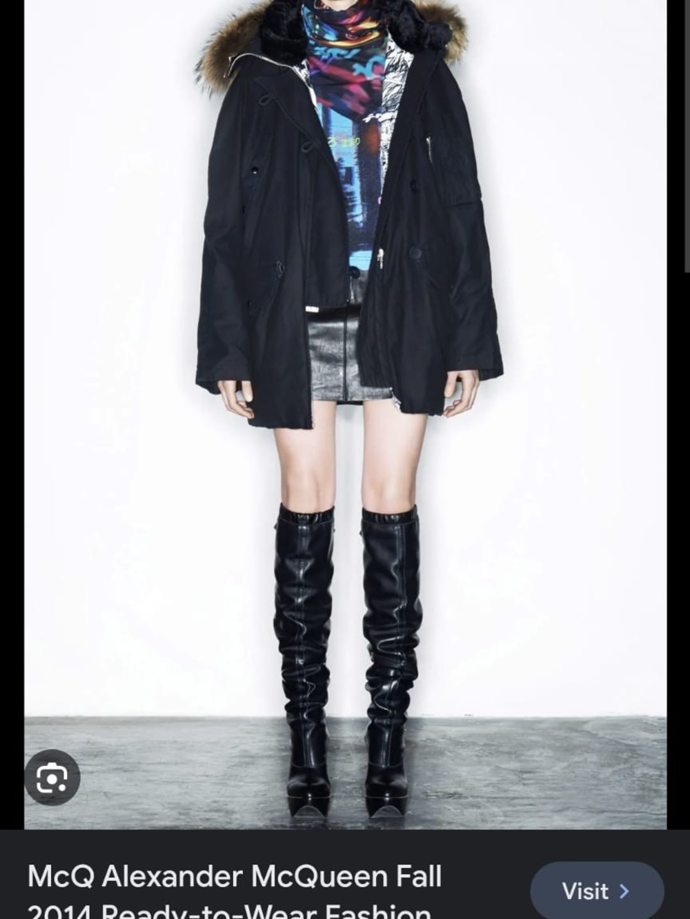 McQ Alexander McQueen Fall 2014 Fur-Trimmed Hooded Parka Jacket - Excellent Cond